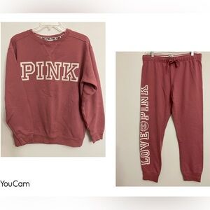 Pink 2016 set oversized XS sweatshirt & slim fit sz L jogger sweatpants mauve